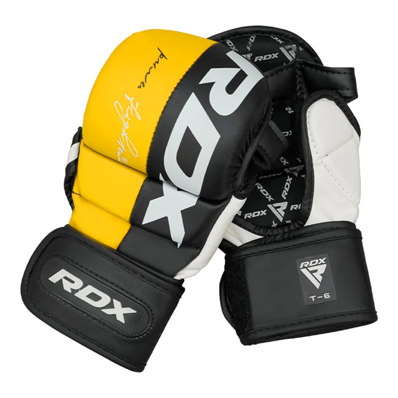 RDX Sports T6 7oz Open-Palm MMA Sparring Gloves (Yellow)